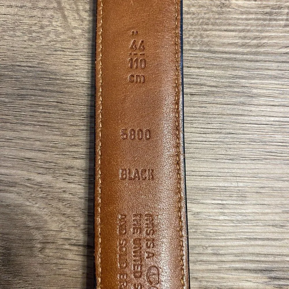 Vintage Coach 5800 Black Leather Belt Made in USA Solid Brass Buckle 44